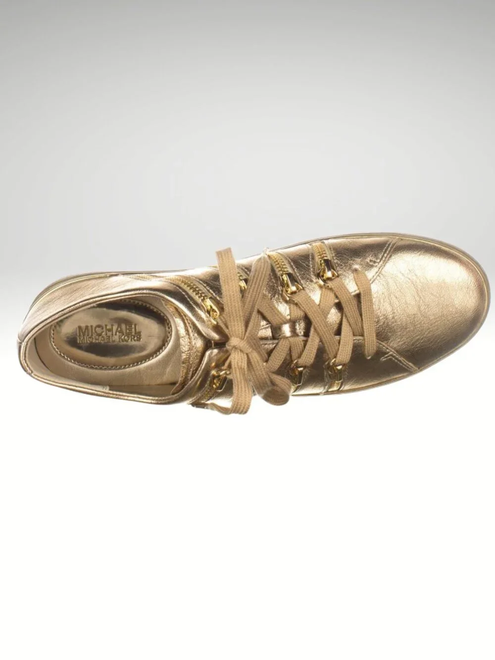 Women Michael Kors  golden leather Chelsie sneakers sz 7,5 NWOT